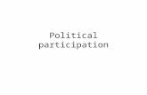 Political participation. Beliefs about politics People hold widely differing views about politics – Political efficacy Trust in institutions Belief in.