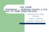 Cum Laude Graduates - Helping Create a Culture of High Expectations Woodstock High School Corey Tafoya Sandra Theriault.