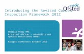 Introducing the Revised Common Inspection Framework 2012 Charlie Henry HMI Principal Officer – Disability and special educational needs Natspec Conference.