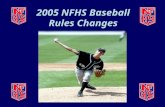 2005 NFHS Baseball Rules Changes. BAT SPECIFICATION (1-3-4)  The diameter of a wood bat at the thickest part is 2 3/4 inches or less. A wood bat is.