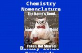 Chemistry Nomenclature Binary Ionic Compounds. What are they made of? Binary  Ionic  Example  sodium, Na +  metal chlorine, Cl -  non- metal metal.