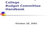 Sacramento City College Budget Committee Handbook October 28, 2002.
