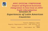 Session IV Experiences of Latin American Countries Fausto Medina-López Deputy Representative, IDB Office in Japan Tokyo, Japan – September 28, 2006 APEC.
