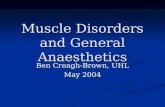 Muscle Disorders and General Anaesthetics Ben Creagh-Brown, UHL May 2004.