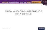 AREA AND CIRCUMFERENCE OF A CIRCLE. diameter radius circumference The perimeter of a circle is called the circumference (C). The diameter (d) of a circle.