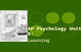 AP Psychology Unit 6: Learning Learning: Definition Relatively permanent  to rule out behavioral changes that result from fatigue or motivational changes.