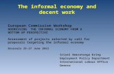The informal economy and decent work Sriani Ameratunga Kring Employment Policy Department International Labour Office Geneva European Commission Workshop.