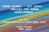 THINK GLOBAL - ACT LOCAL: INDICES FOR HUMAN DEVELOPMENT 1 Jon Hall Human Development Report Office, UNDP Seeta Prabhu UNDP India.