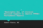 “Meaningful Use” of Clinical Decision Support to Improve PPRNet Performance Reports Robert Pierce, MD.