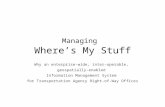 Managing Where’s My Stuff Why an enterprise-wide, inter-operable, geospatially-enabled Information Management System for Transportation Agency Right-of-Way.