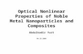 Optical Nonlinear Properties of Noble Metal Nanoparticles and Composites Abdulkadir Yurt 04.29.2009.