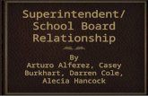 Superintendent/School Board Relationship By Arturo Alferez, Casey Burkhart, Darren Cole, Alecia Hancock By.