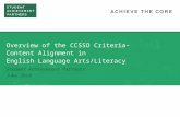 Overview of the CCSSO Criteria– Content Alignment in English Language Arts/Literacy Student Achievement Partners June 2014.