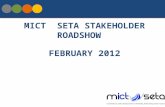 MICT SETA STAKEHOLDER ROADSHOW FEBRUARY 2012. Agenda