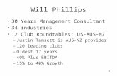 1 Will Phillips 30 Years Management Consultant 34 industries 12 Club Roundtables: US-AUS-NZ –Justin Tamsett is AUS-NZ provider –120 leading clubs –Oldest.