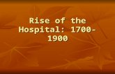 Rise of the Hospital: 1700-1900. Islamic Medical Institutions Hospitals Hospitals More medically oriented than their western counterparts More medically.