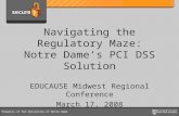 Property of the University of Notre Dame Navigating the Regulatory Maze: Notre Dame’s PCI DSS Solution EDUCAUSE Midwest Regional Conference March 17, 2008.