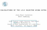 CALCULATIONS OF THE LCLS INJECTOR USING ASTRA Jean-Paul Carneiro DESY Hamburg ICFA Future Light Sources Sub-Panel Mini Workshop on Start-to-End Simulations.