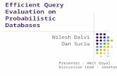 Efficient Query Evaluation on Probabilistic Databases Nilesh Dalvi Dan Suciu Presenter : Amit Goyal Discussion Lead : Jonatan.