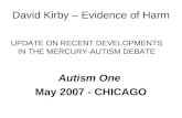 David Kirby – Evidence of Harm UPDATE ON RECENT DEVELOPMENTS IN THE MERCURY-AUTISM DEBATE Autism One May 2007 - CHICAGO.