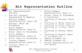 Bit Representation Lesson CS1313 Spring 2009 1 Bit Representation Outline 1.Bit Representation Outline 2.How Are Integers Represented in Memory? 3.Decimal.