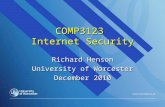 COMP3123 Internet Security Richard Henson University of Worcester December 2010.