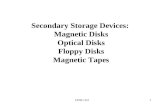 CENG 3511 Secondary Storage Devices: Magnetic Disks Optical Disks Floppy Disks Magnetic Tapes.