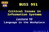 Clarke, R. J (2001) L951-10: 1 Critical Issues in Information Systems BUSS 951 Lecture 10 Language in the Workplace.