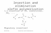 6/2/2015Insertion and Elimination1 Insertion and elimination olefin polymerization 1,1-insertion of CO, isonitriles, SO 2,... Migratory insertion!
