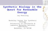 Synthetic Biology in the Quest for Renewable Energy Jay Keasling Berkeley Center for Synthetic Biology University of California & Lawrence Berkeley National.