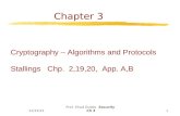 6/3/2015 Prof. Ehud Gudes Security Ch 3 1 Chapter 3 Cryptography – Algorithms and Protocols Stallings Chp. 2,19,20, App. A,B.
