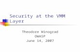 Security at the VMM Layer Theodore Winograd OWASP June 14, 2007.