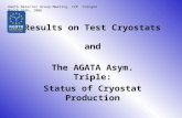 Results on Test Cryostats and The AGATA Asym. Triple: Status of Cryostat Production AGATA Detector Group Meeting, IKP Cologne March 16th, 2006.