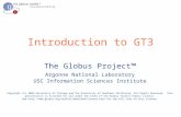 Introduction to GT3 The Globus Project™ Argonne National Laboratory USC Information Sciences Institute Copyright (C) 2003 University of Chicago and The.