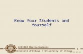 L’Univeristé d’Ottawa / University of Ottawa 21:05 ECO1102 Macroeconomics 1 Know Your Students and Yourself.