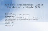 400 Gb/s Programmable Packet Parsing on a Single FPGA Authors : Michael Attig 、 Gordon Brebner Publisher: 2011 Seventh ACM/IEEE Symposium on Architectures.
