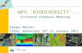 Sander Mücher IIASA, Wednesday 18 th of January 2012 WP9 ‘BIODIVERSITY’ CitIzense Proposal Meeting.