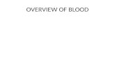 OVERVIEW OF BLOOD. Blood Functions – distribution oxygen and nutrients removal of CO2 & wastes hormones – protection prevent blood loss prevent infection
