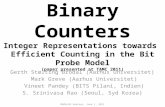 Binary Counters Integer Representations towards Efficient Counting in the Bit Probe Model (paper presented at TAMC 2011) Gerth Stølting Brodal (Aarhus.