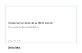 Actuarial Science as a Math Career Presentation to Conard High School October 21, 2011.