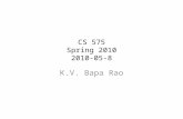 CS 575 Spring 2010 2010-05-8 K.V. Bapa Rao. Outline Administrative Review of previous class Discussion of Engelbart’s Paper (contd) Student Presentations.