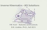 Inverse Kinematics –IKS Solutions ME 4135 – Robotics and Controls R.R. Lindeke, Ph.D., Fall 2011.