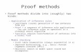 Proof methods Proof methods divide into (roughly) two kinds: –Application of inference rules Legitimate (sound) generation of new sentences from old Proof.
