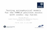 Testing astrophysical models for the PAMELA positron excess with cosmic ray nuclei Philipp Mertsch Rudolf Peierls Centre for Theoretical Physics, University.