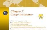 Chapter 7 Cargo Insurance  Aims and RequirementsAims and Requirements  7.1 Scope of Cargo Insurance7.1 Scope of Cargo Insurance  7.2 Terms and Coverages.