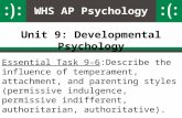 WHS AP Psychology Unit 9: Developmental Psychology Essential Task 9-6:Describe the influence of temperament, attachment, and parenting styles (permissive.
