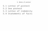 5. Notes of protest 5.1 Letter of protest 5.2 Sea protest 5.3 Letter of indemnity 5.4 Statements of facts