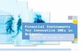 Financial Instruments for Innovative SMEs in Bulgaria 1 Sofia, 30 th October 2014.