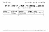 Doc.: IEEE 802.11-15/0235r0 Submission March 2015 Osama Aboul-Magd (Huawei Technologies)Slide 1 TGax March 2015 Meeting Agenda Date: 2015-01-28 Authors: