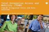 Total Enterprise Access and Mobility (TEAM) VoWLAN Integrated Voice and Data Solution Making Enterprise Mobility Inside the Four Walls a Reality.